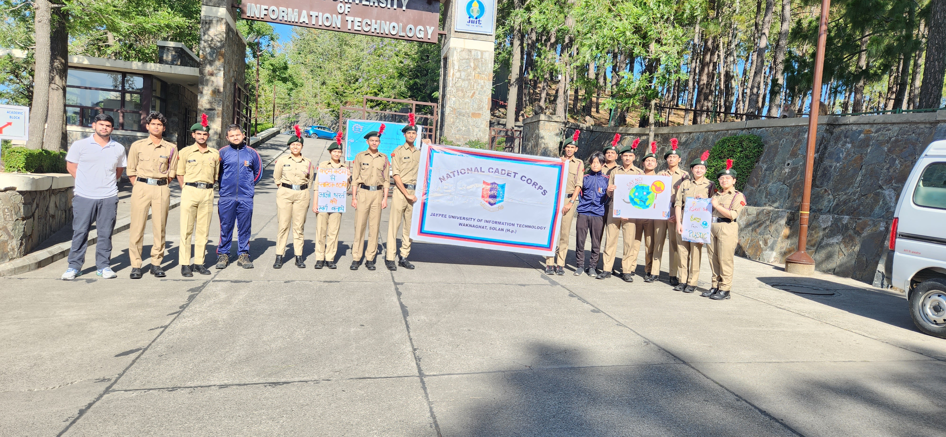A Campaign for "Plastic-Free India" by NCC Cadets of Jaypee University of Information Technology, Waknaghat on May 20, 2023